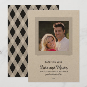 Rustic Kraft Typemachine Script Foto Sla de datum  Save The Date
