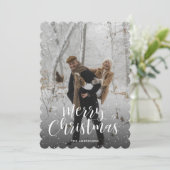 Rustic Kraft Typography Sneeuwfoto Vrolijk Kerstfe Feestdagenkaart (Staand voorkant)