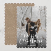 Rustic Kraft Typography Sneeuwfoto Vrolijk Kerstfe Feestdagenkaart