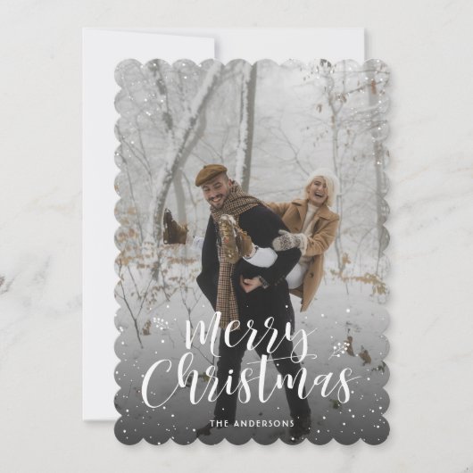 Rustic Kraft Typography Sneeuwfoto Vrolijk Kerstfe Feestdagenkaart
