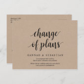 Rustic Kraft, verandering van plan, bruiloft uitge Briefkaart (Voorkant / Achterkant)