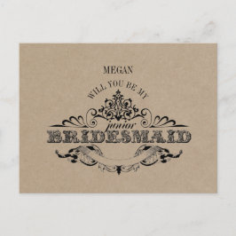Rustic Kraft Vintage ben mijn Junior Bridesmaid Ka Uitnodiging Briefkaart
