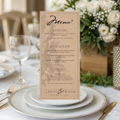 Rustic Kraft Vintage Floral Romantic Wedding Menu
