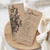 Rustic Kraft Vintage Floral Romantic Wedding Menu