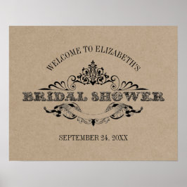 Rustic Kraft Vintage Frame Bruiloft Feest Welkom Poster