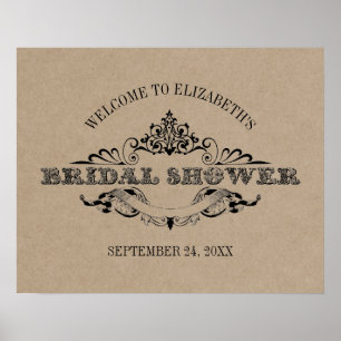 Rustic Kraft Vintage Frame Bruiloft Feest Welkom Poster
