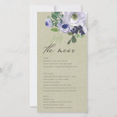 Rustic Kraft Violet Paarse Floral Leafy Menu Kaart (Voorkant)