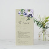 Rustic Kraft Violet Paarse Floral Leafy Menu Kaart (Staand voorkant)