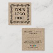 Rustic Kraft Voeg je Logo toe Vierkante Visitekaartje (Voorkant / Achterkant)