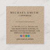 Rustic Kraft Voeg je Logo toe Vierkante Visitekaartje (Achterkant)