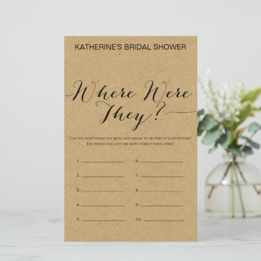 Rustic Kraft Vrijgezellenfeest Game PRINED (Staand voorkant)