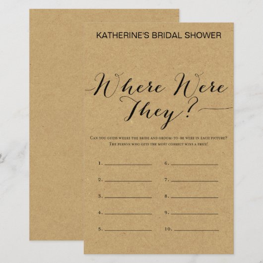 Rustic Kraft Vrijgezellenfeest Game PRINED (Voorkant / Achterkant)