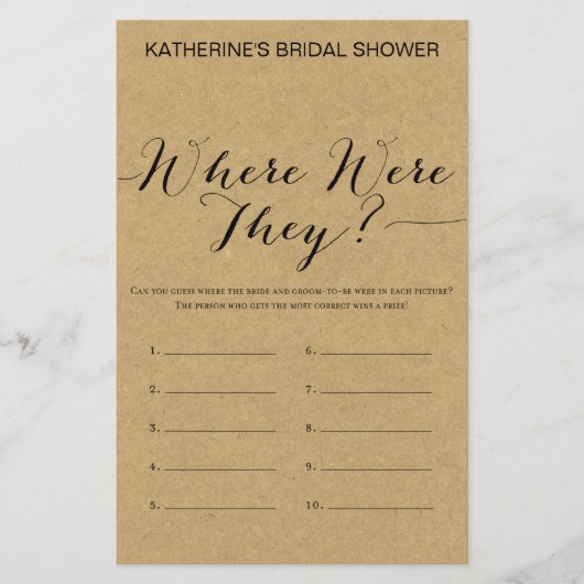 Rustic Kraft Vrijgezellenfeest Game PRINED (Voorkant)