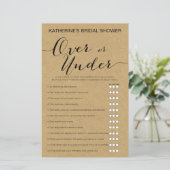 Rustic Kraft Vrijgezellenfeest Game PRINED (Staand voorkant)