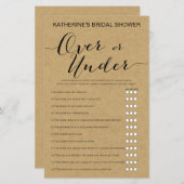 Rustic Kraft Vrijgezellenfeest Game PRINED (Voorkant / Achterkant)