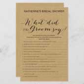 Rustic Kraft Vrijgezellenfeest Game PRINED (Voorkant / Achterkant)