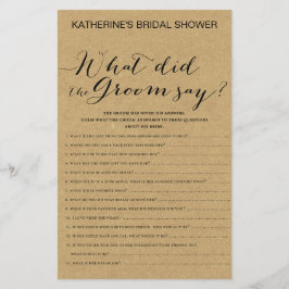 Rustic Kraft Vrijgezellenfeest Game PRINED