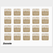 Rustic Kraft &  Vrijgezellenfeest witte zout Vierkante Sticker (Vel)