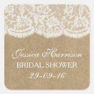 Rustic Kraft & Vrijgezellenfeest witte zout Vierkante Sticker