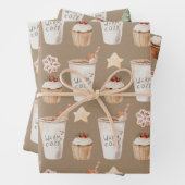 Rustic Kraft Warm Cozy Hot Cocoa Cupcakes Cookies Inpakpapier Vel (In situ)