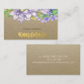 Rustic, Kraft, Waterverf bloemen Visitekaartje (Voorkant / Achterkant)