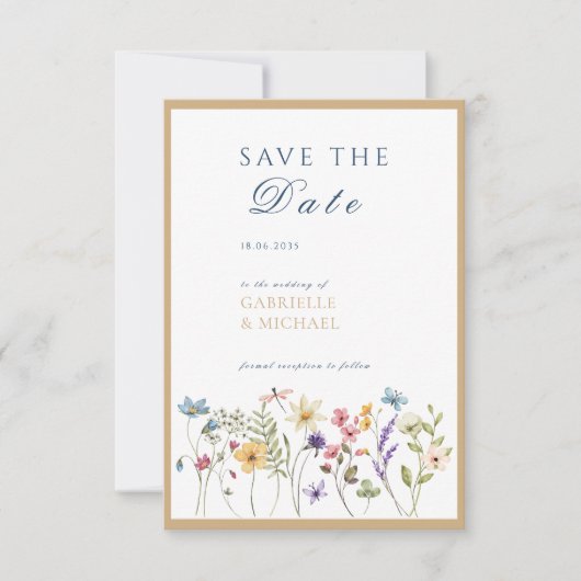 Rustic Kraft Waterverf Floral Bewaar de datum Save The Date (Voorkant)
