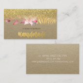 Rustic, Kraft, Waterverf Flower, Glitter Ombre Visitekaartje (Voorkant / Achterkant)