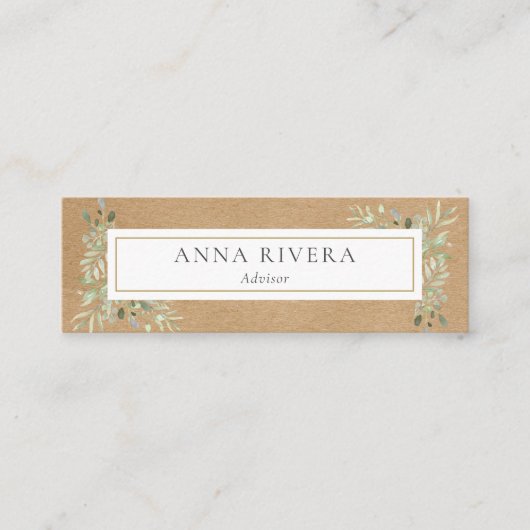 Rustic Kraft Waterverf Greenery Professional Mini Visitekaartje (Voorkant)