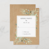 Rustic Kraft Waterverf Greenery RSVP (Voorkant / Achterkant)