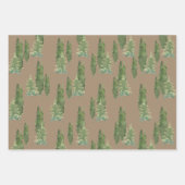Rustic Kraft Waterverf Woodland Evergreen Trees Inpakpapier Vel (Voorkant 3)