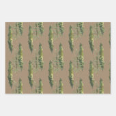 Rustic Kraft Waterverf Woodland Evergreen Trees Inpakpapier Vel (Voorkant 2)