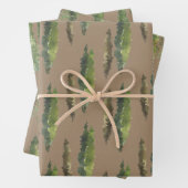 Rustic Kraft Waterverf Woodland Evergreen Trees Inpakpapier Vel (In situ)