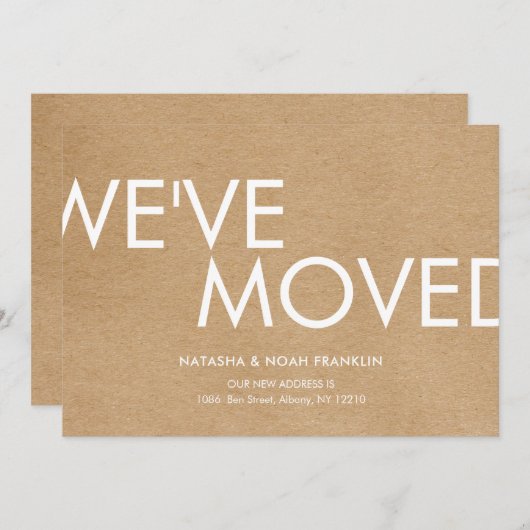 Rustic Kraft We hebben nieuwe adres aankondiging v (Voorkant / Achterkant)