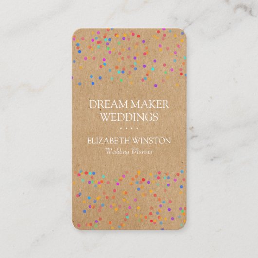 Rustic Kraft Wedding Confetti Boho Stijlvol Visitekaartje (Voorkant)