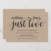 Rustic Kraft Wedding Elopement Reception nodigt ui Kaart (Voorkant / Achterkant)