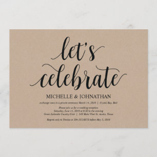 Rustic Kraft Wedding Elopement Reception nodigt ui Kaart
