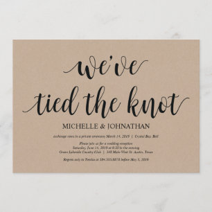 Rustic Kraft Wedding Elopement Reception nodigt ui Kaart
