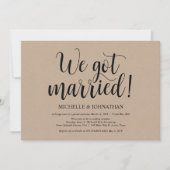 Rustic Kraft Wedding Elopement Reception nodigt ui Kaart (Voorkant)