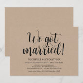 Rustic Kraft Wedding Elopement Reception nodigt ui Kaart (Voorkant / Achterkant)
