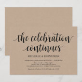 Rustic Kraft Wedding Elopement Reception nodigt ui Kaart (Voorkant / Achterkant)