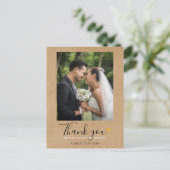 Rustic Kraft Wedding Foto bedankt Briefkaart (Staand voorkant)