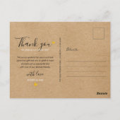 Rustic Kraft Wedding Foto bedankt Briefkaart (Achterkant)