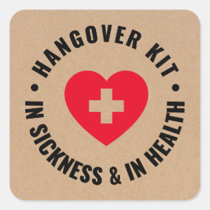 Rustic Kraft Wedding Hangover Recovery Kit Classi Vierkante Sticker