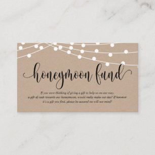 Rustic kraft, Wedding Honeymoon Fund and Wish Informatiekaartje