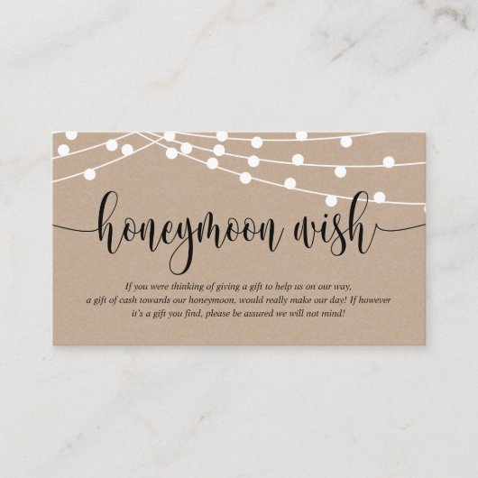Rustic kraft, Wedding Honeymoon Wish of Fund Enclo Informatiekaartje (Voorkant)