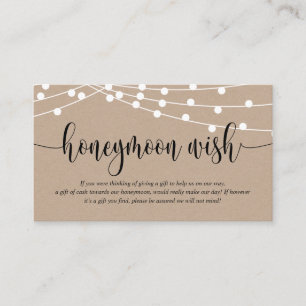 Rustic kraft, Wedding Honeymoon Wish of Fund Enclo Informatiekaartje