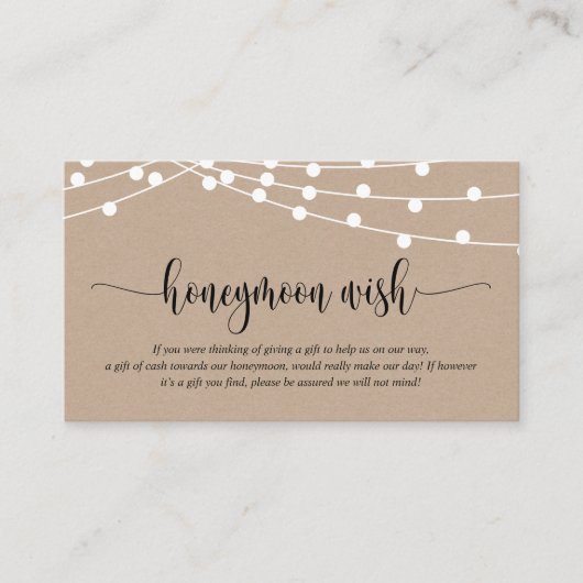 Rustic kraft, Wedding Honeymoon Wish of Fund Informatiekaartje (Voorkant)