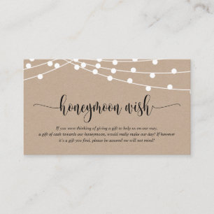 Rustic kraft, Wedding Honeymoon Wish of Fund Informatiekaartje