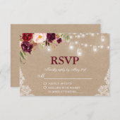 Rustic Kraft Wedding Jar Lights RSVP Kaartje (Voorkant / Achterkant)