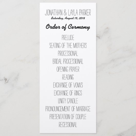 Rustic Kraft Wedding Programma Programmakaart (Voorkant)